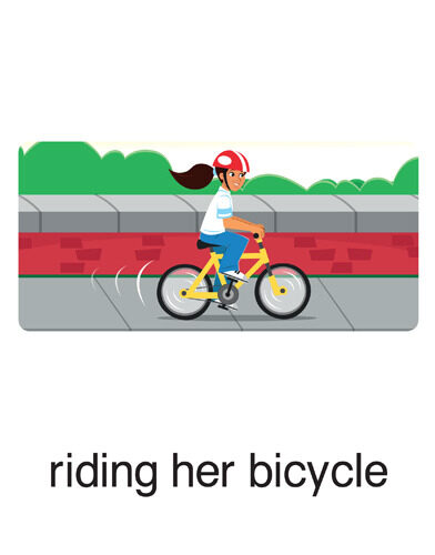 131 riding her bicycle