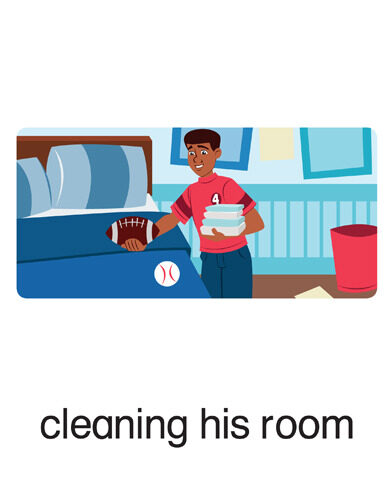 132 cleaning his room