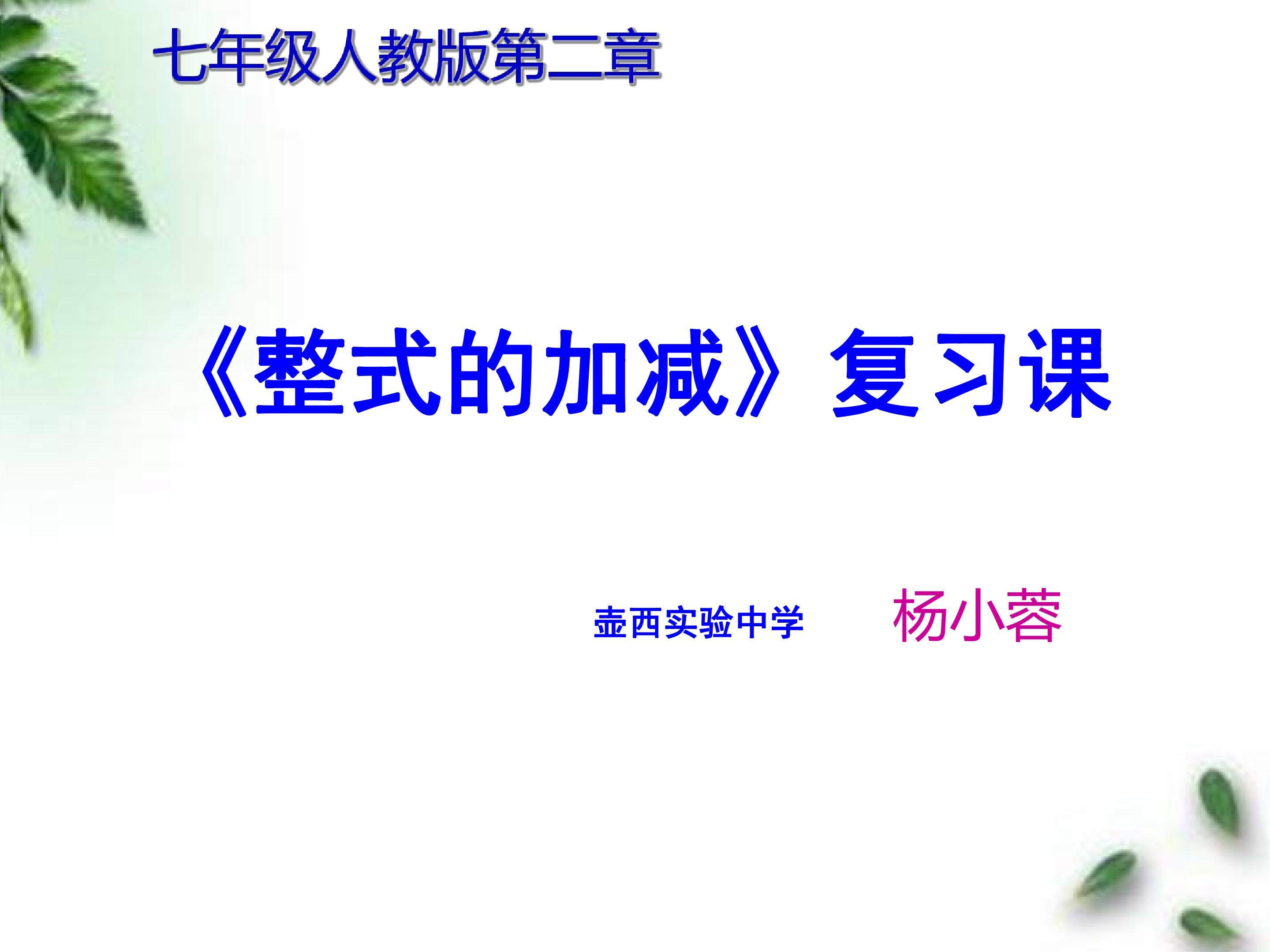 第二章整式的加减复习课