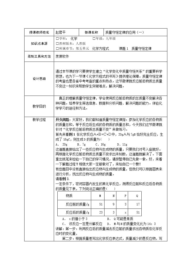 质量守恒定律的应用（一）