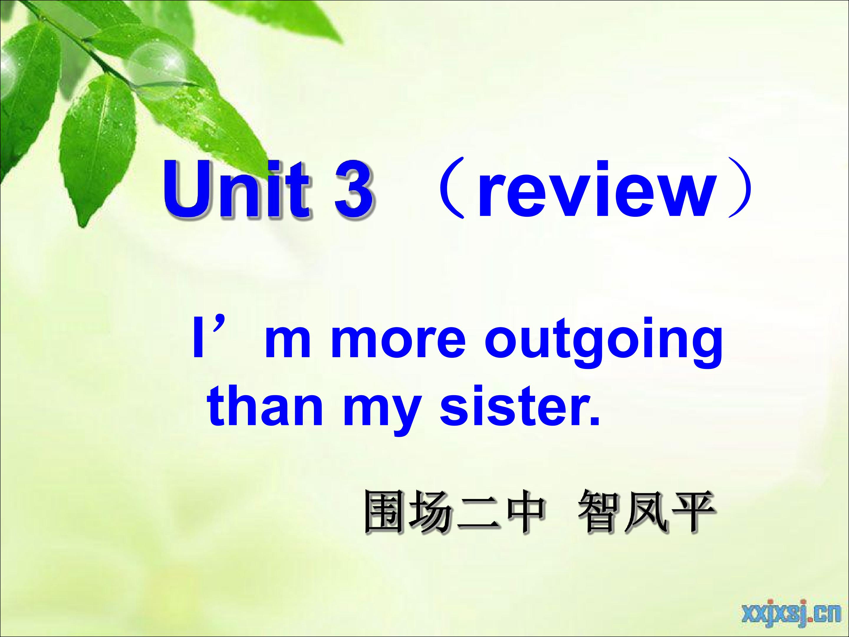 Unit 3 I'm more outgoing than my sister