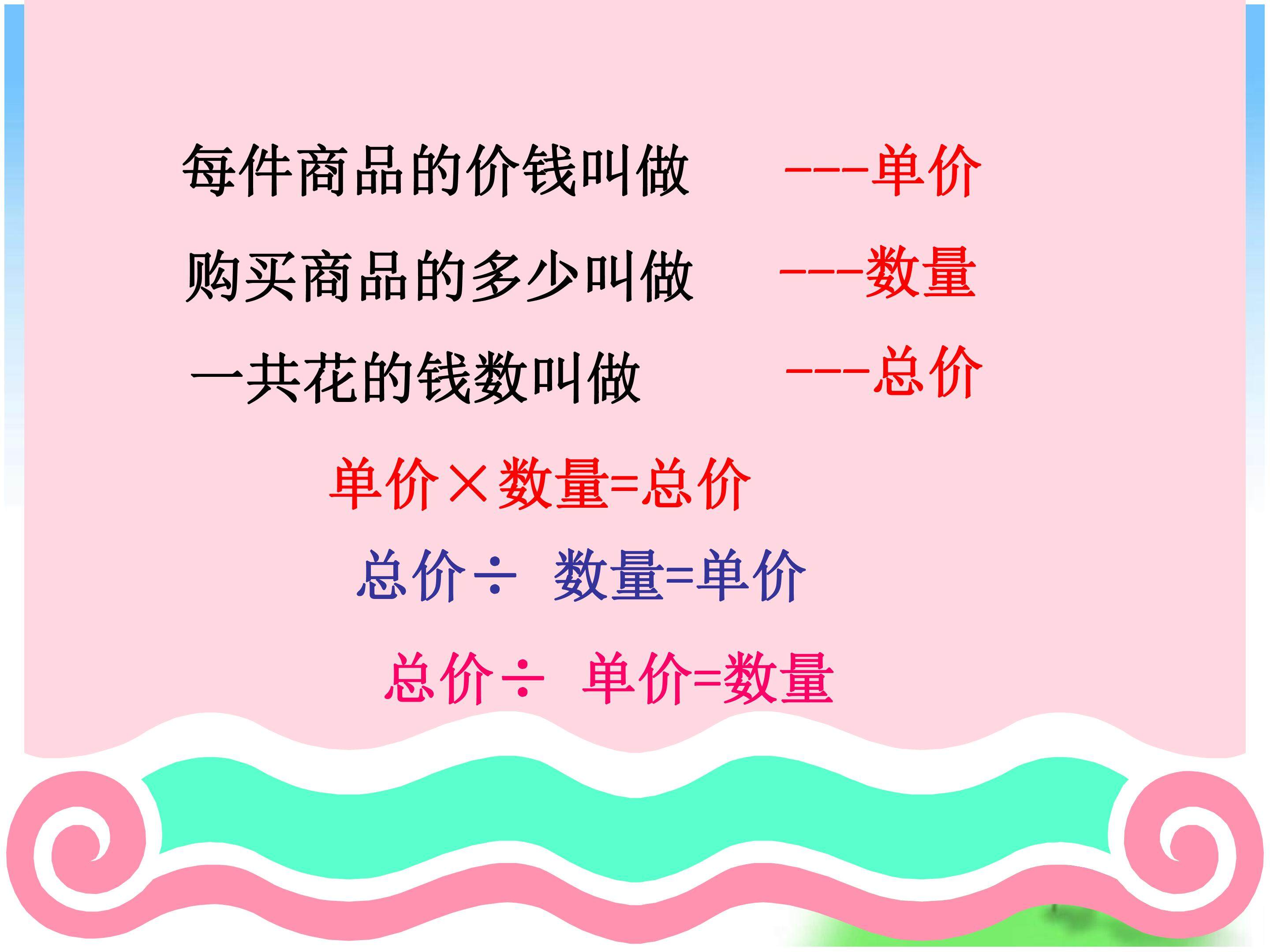单价，数量和总价