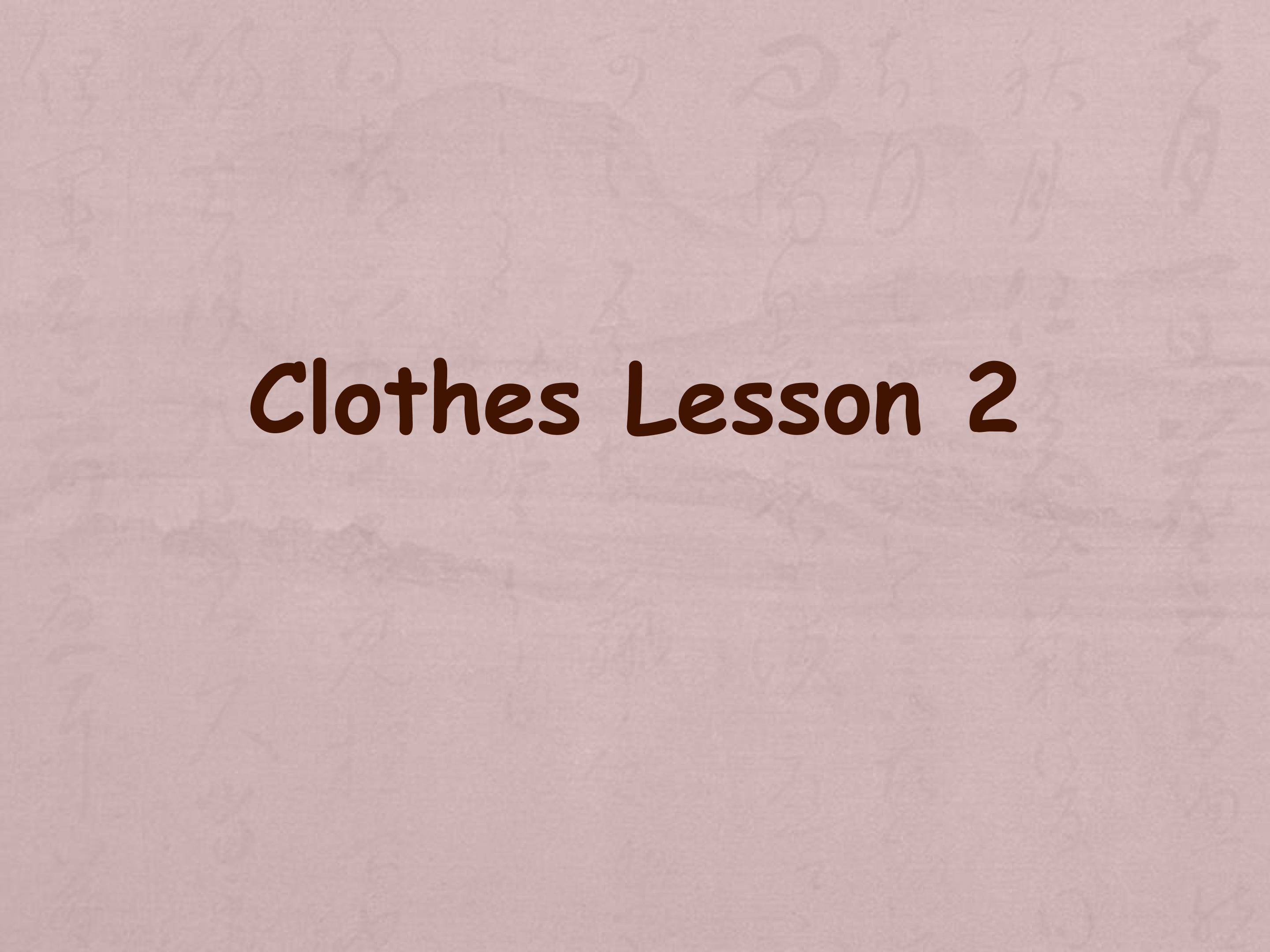 Clothes Lesson 2