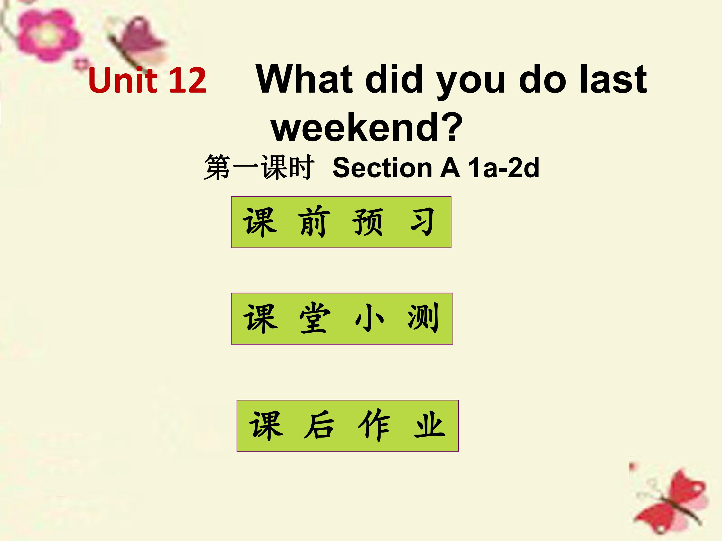 What did you do last weekend Section A