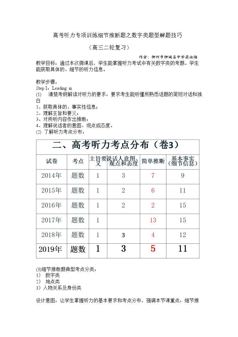 高考听力细节推断之数字类题型解题技巧
