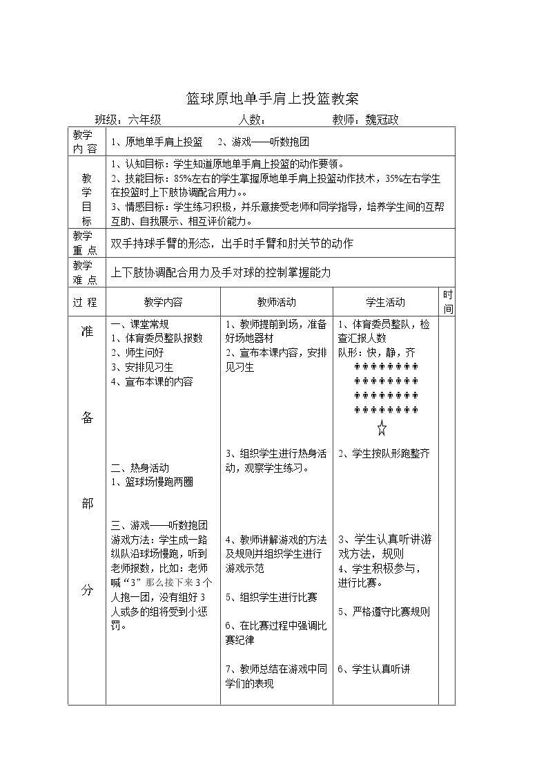 原地单手肩上投篮