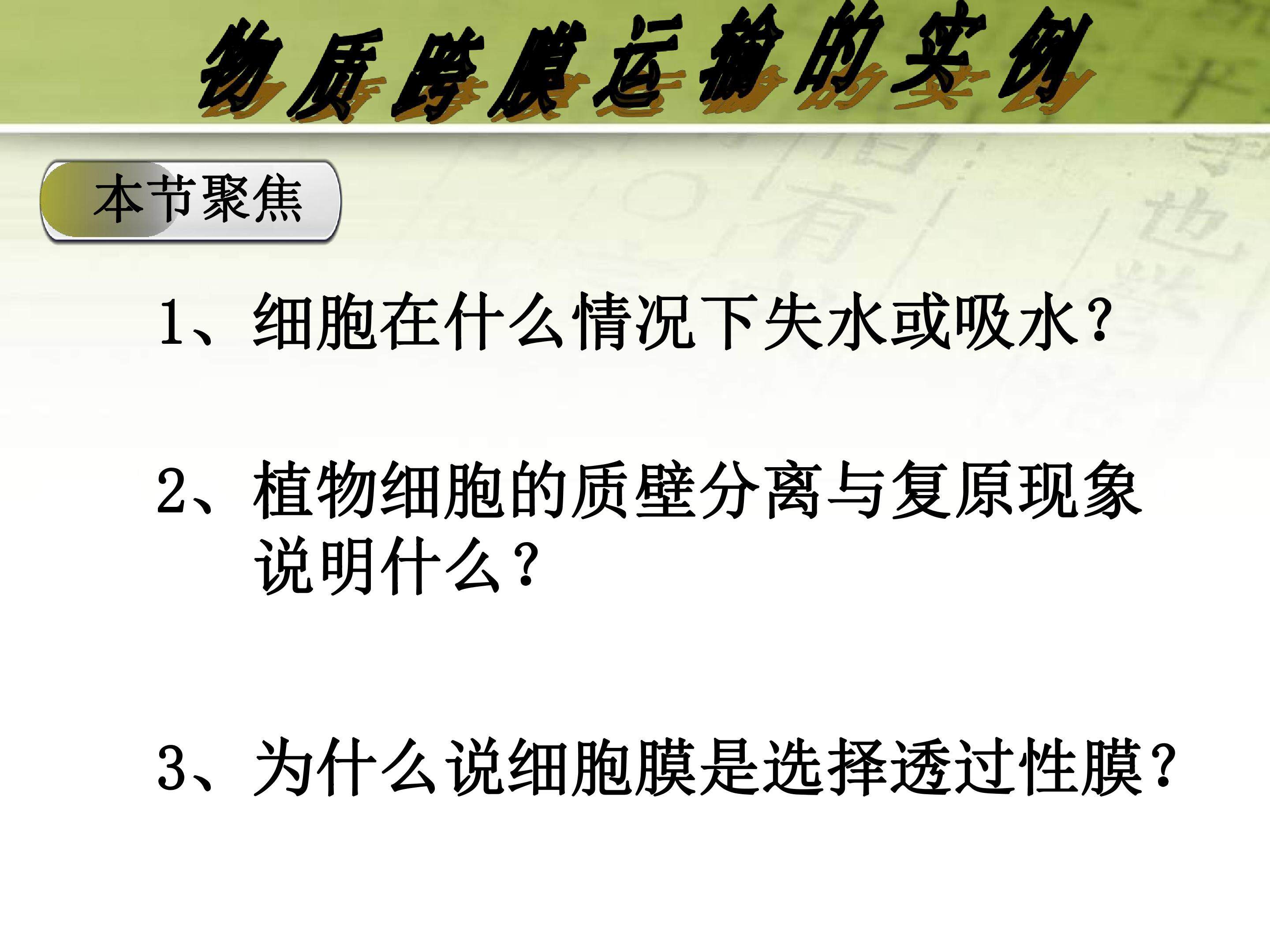 物质跨膜运输实例
