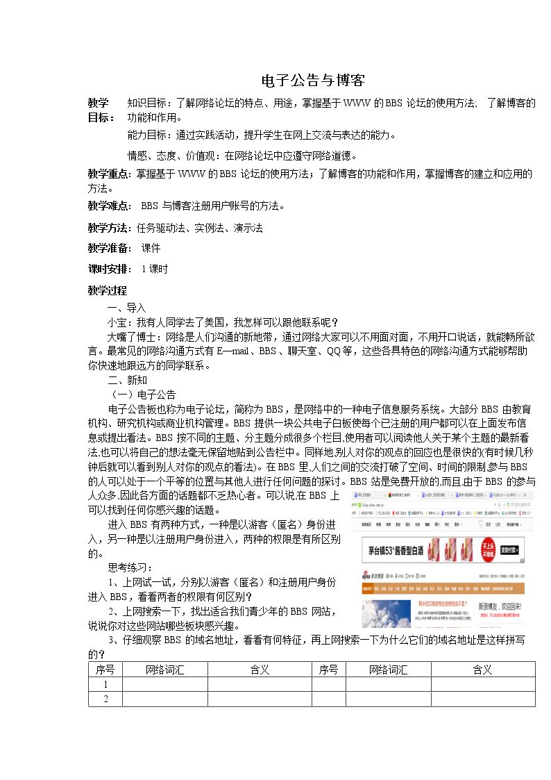 电子公告与博客