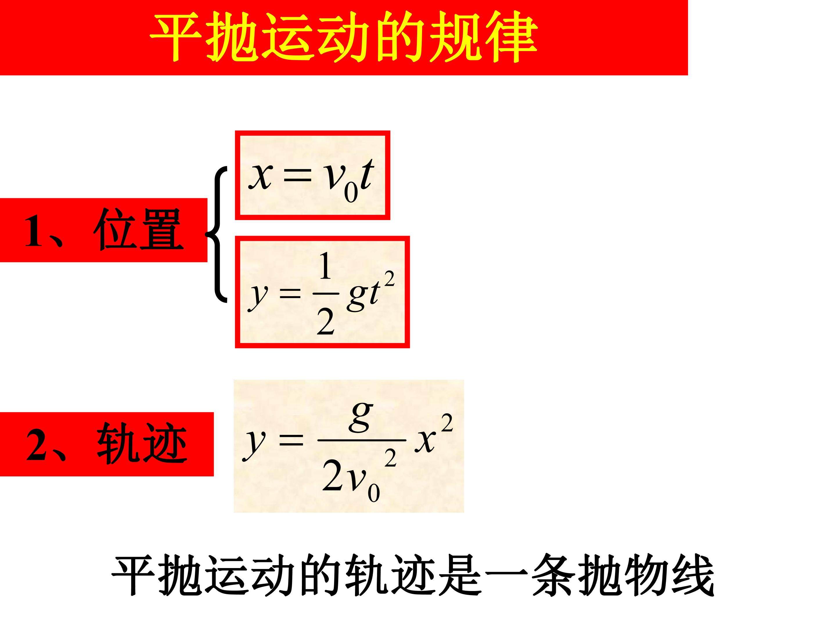 平抛运动的规律