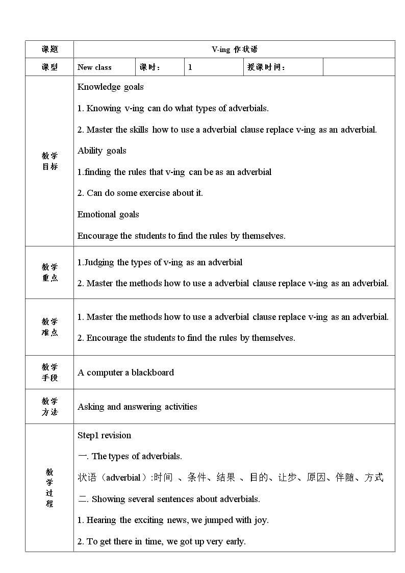 现在分词作状语