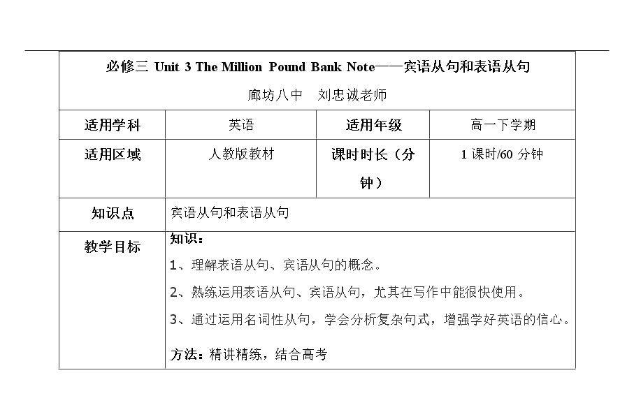 名词性从句作宾语和表语