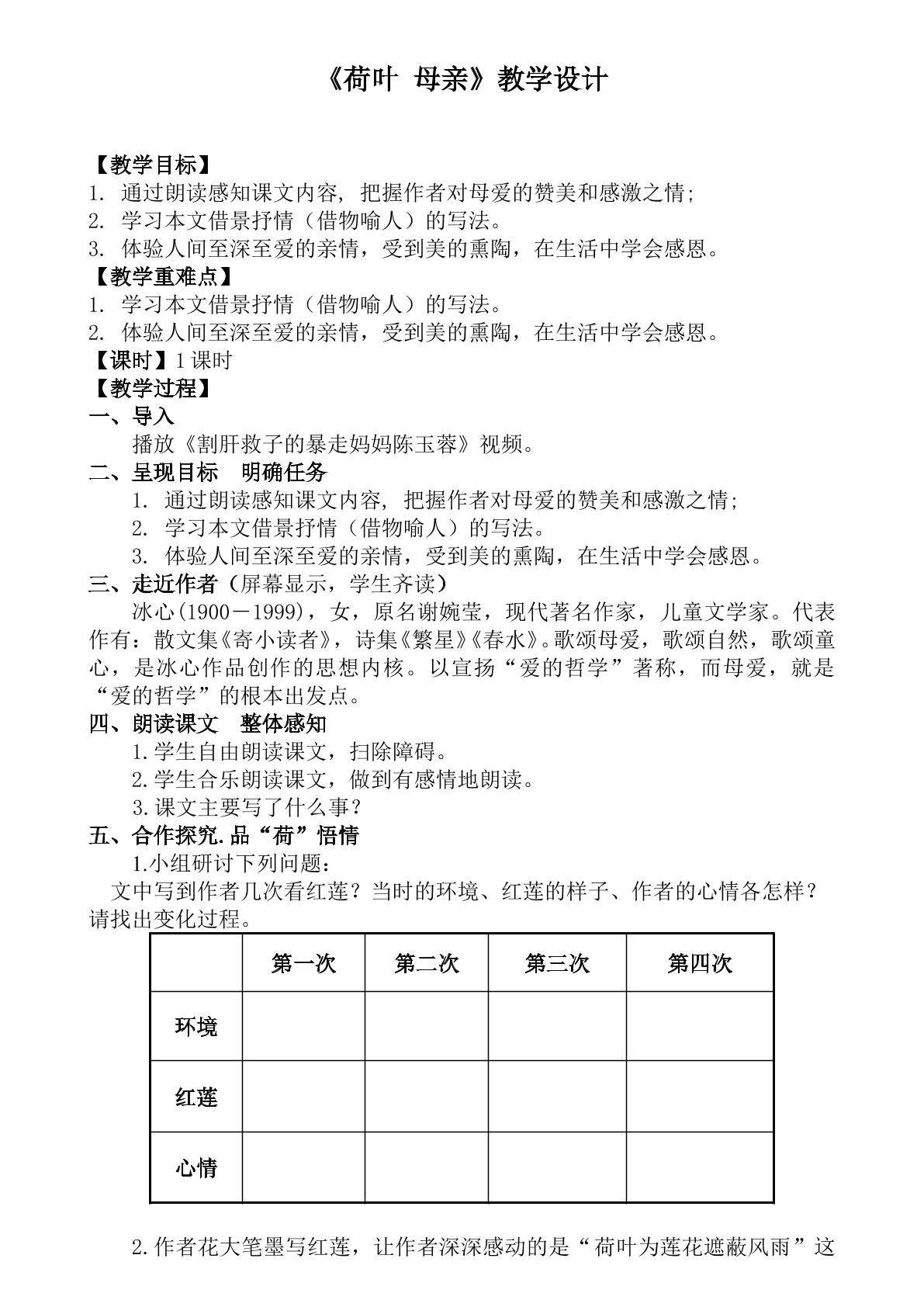 荷叶   母亲