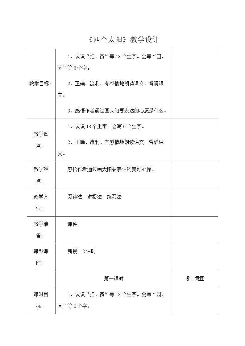 四个太阳