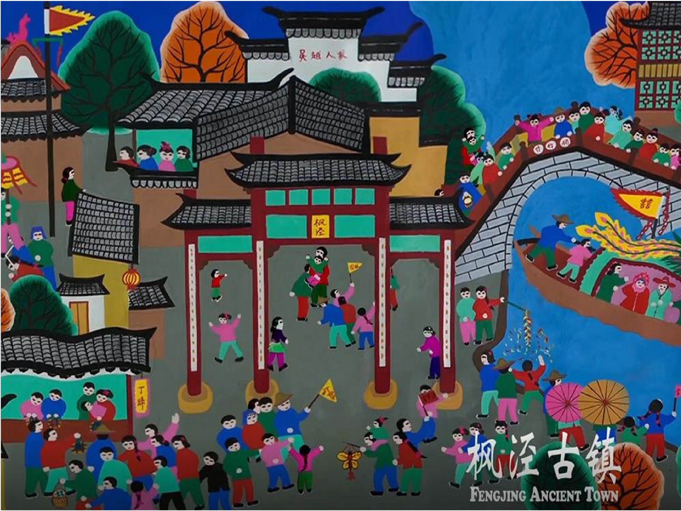 巧用棉签笔——瓦片上的农民画
