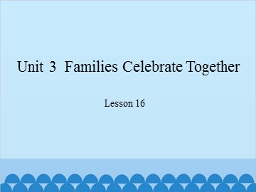 Unit 3  Families Celebrate Together Lesson 16_课件1