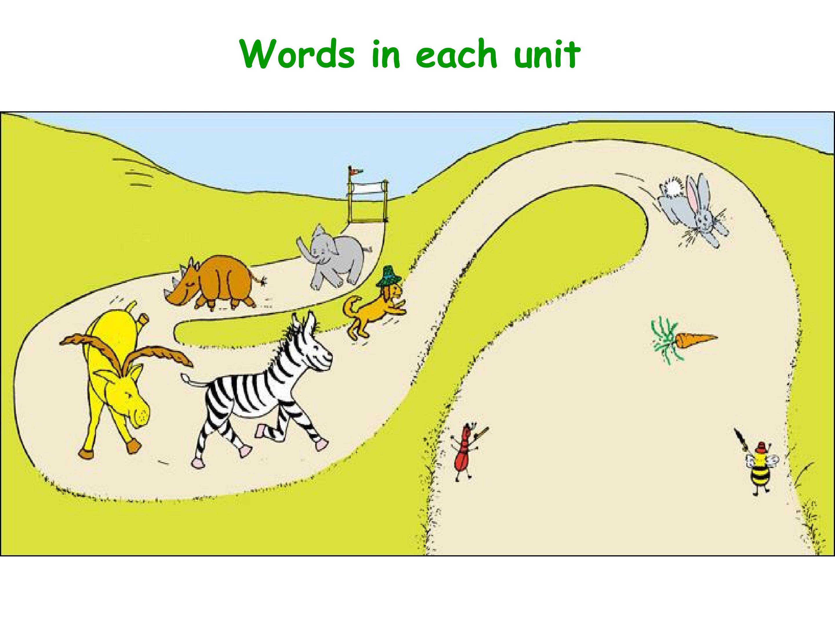 Words in each unit