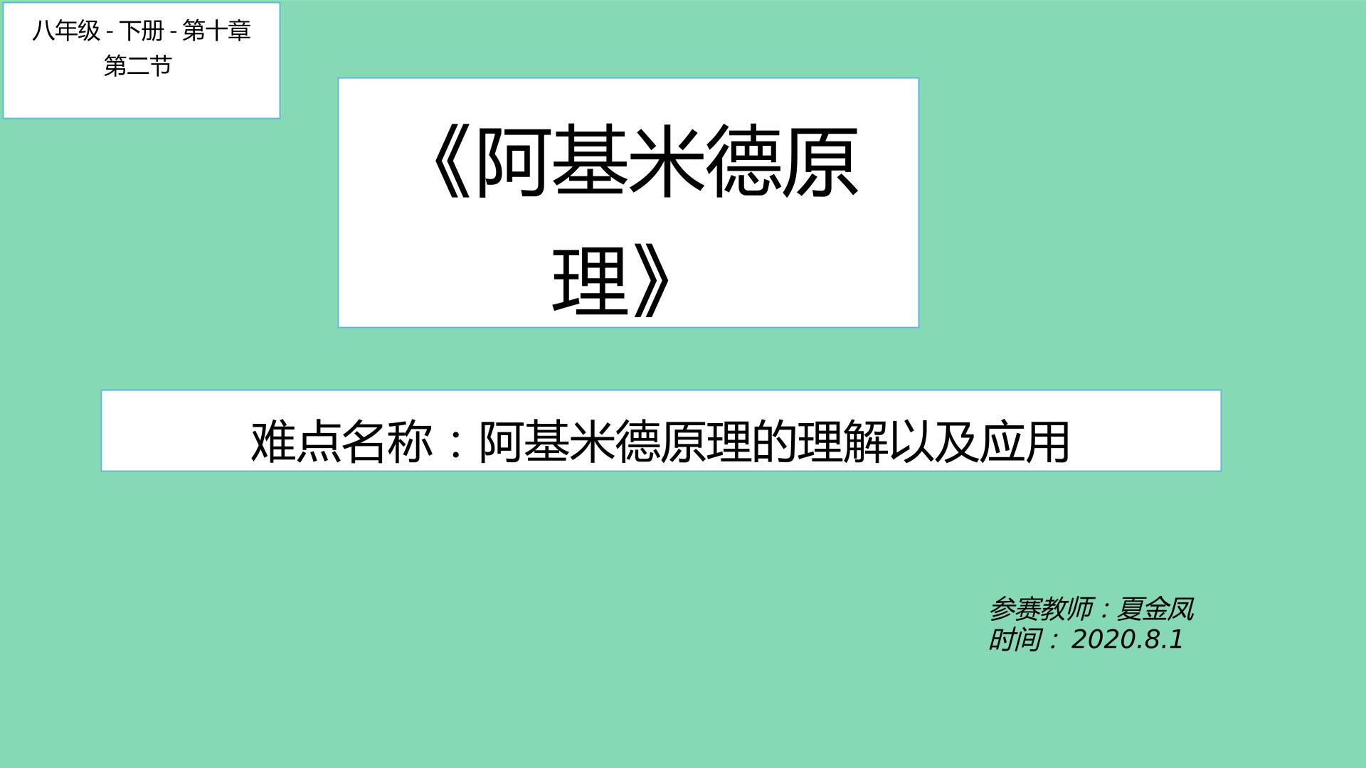 阿基米德原理的理解以及应用