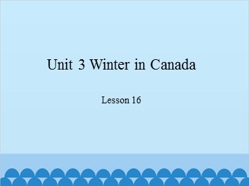 Unit 3 Winter in Canada Lesson 16_课件1