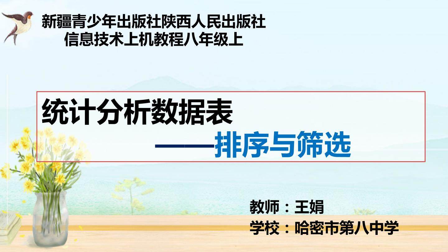 统计分析数据表 ——排序与筛选