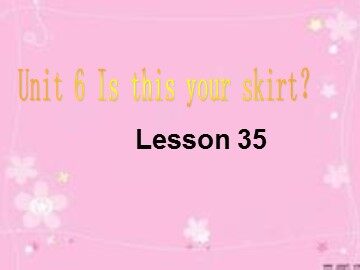 Unit 6  Is this your skirt?