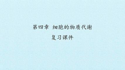 第四章 细胞的物质代谢 复习课件