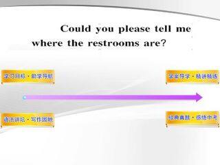 Could you please tell me where the restrooms are?_课件3