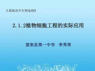 植物细胞工程的实际应用
