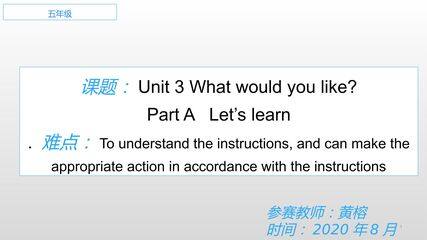 Unit 3 What would you like?