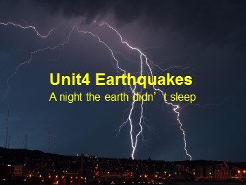 Unit 4 Earthquakes