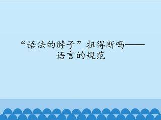 “语法的脖子”扭得断吗——语言的规范_课件1