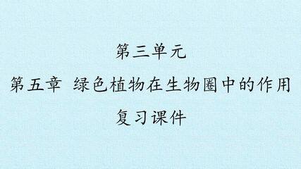第三单元第五章 绿色植物在生物圈中的作用 复习课件
