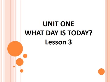 UNIT ONE  WHAT DAY IS TODAY? Lesson 3_课件1