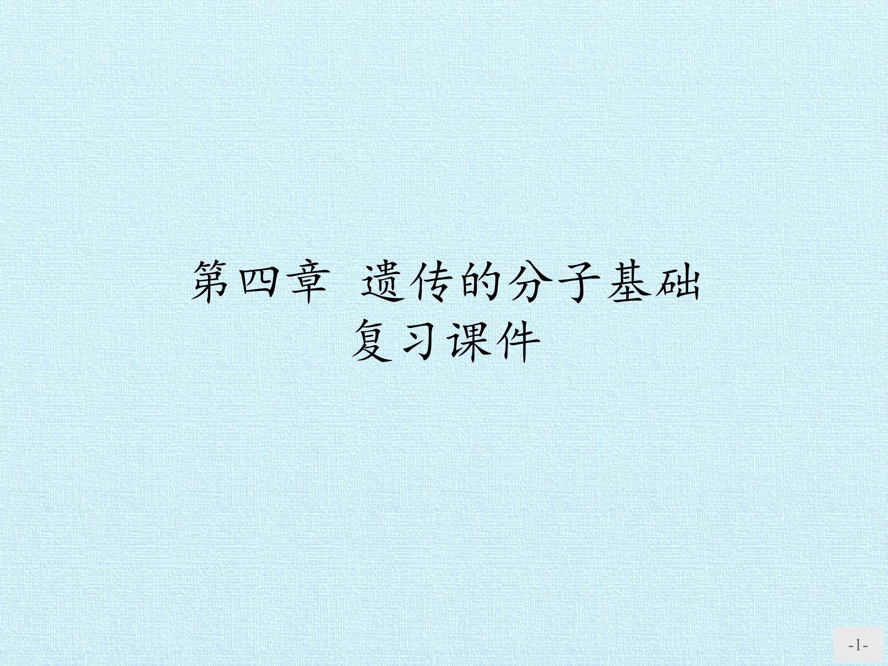 第四章 遗传的分子基础 复习课件