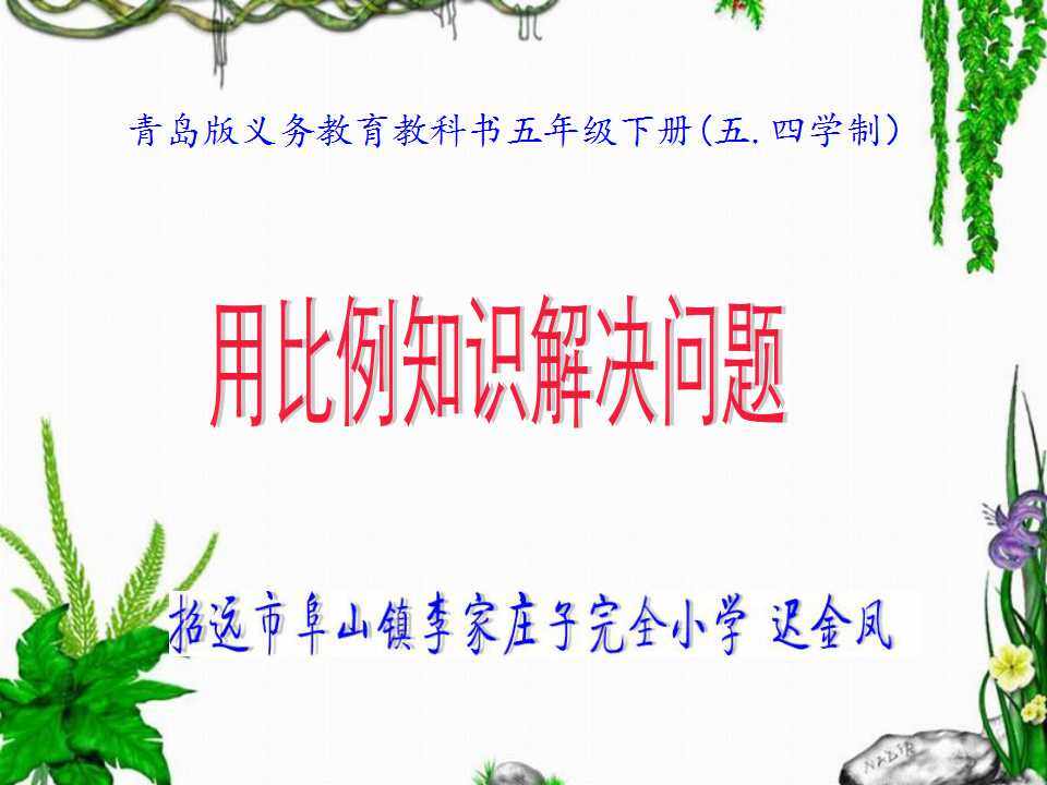 信息窗四（用比例的知识解决问题）