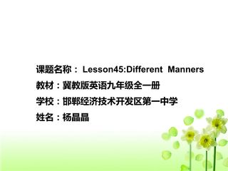 Lesson45: Different Manners