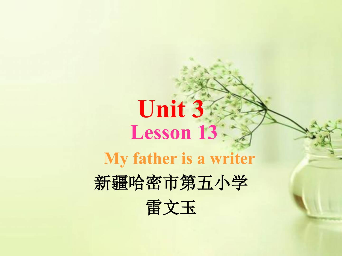 Unit 3 My father is a writer Lesson 13