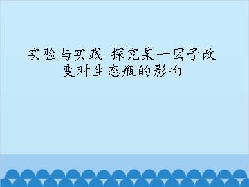 实验与实践 探究某一因子改变对生态瓶的影响_课件1