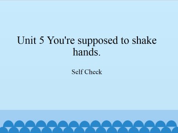 Unit 5   You're supposed to shake hands.-Self Check_课件1