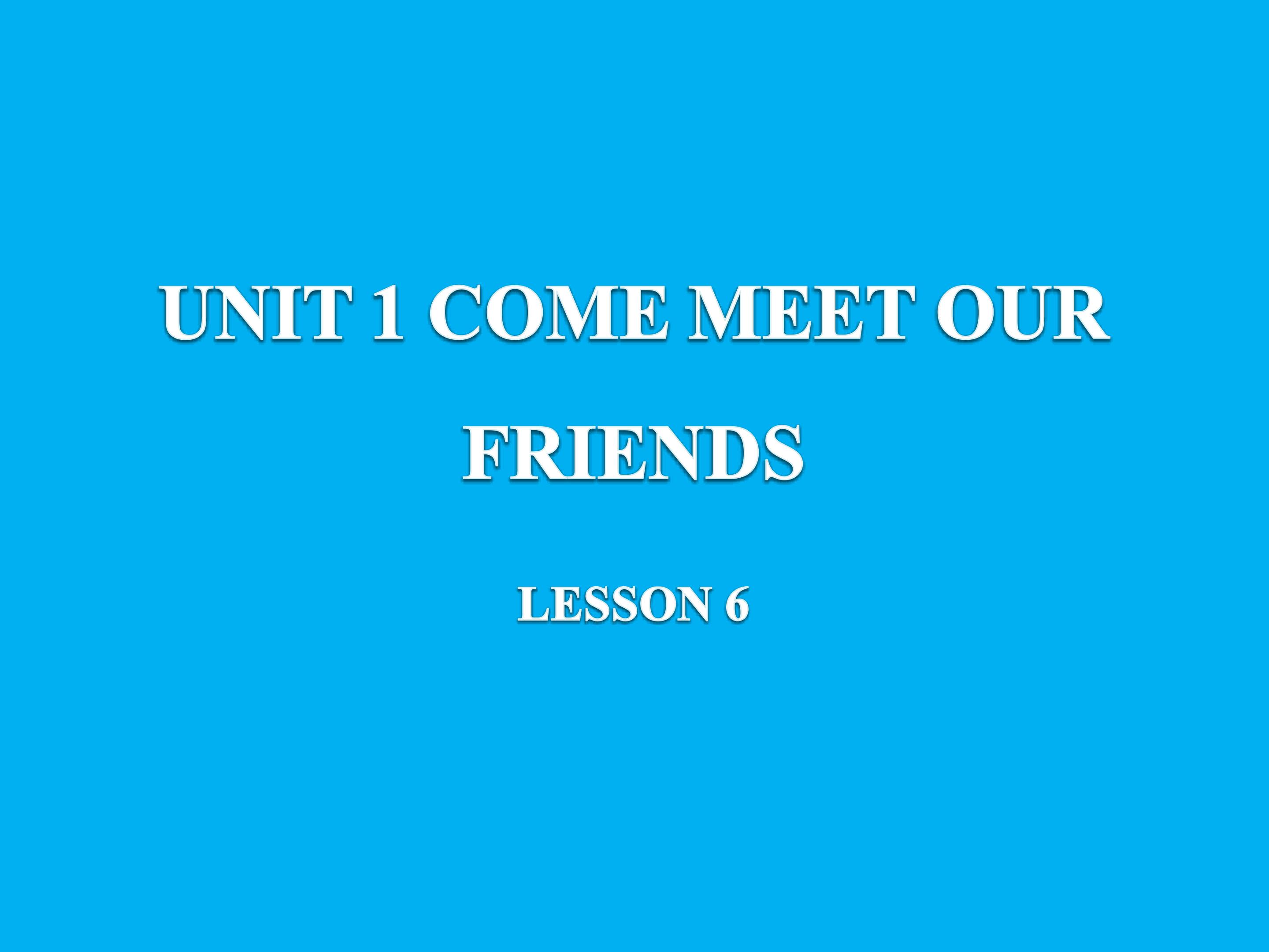 UNIT 1 COME MEET OUR FRIENDS  LESSON 6