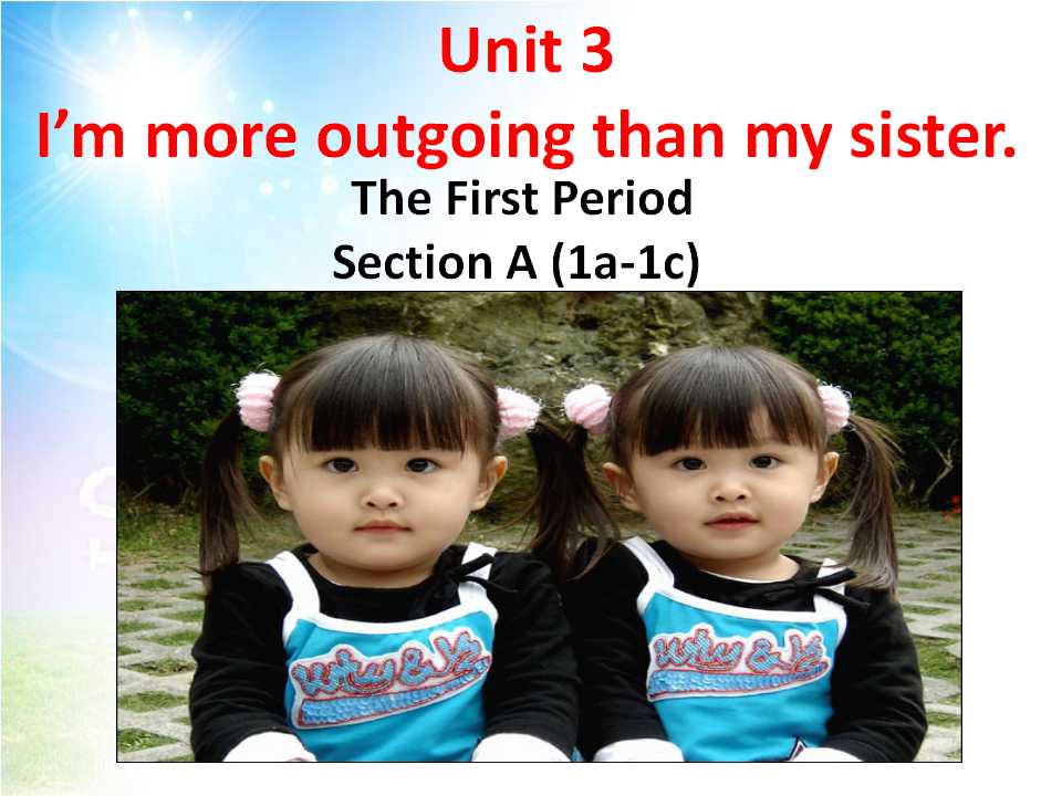 unit 3 I am more outgoing than my sister