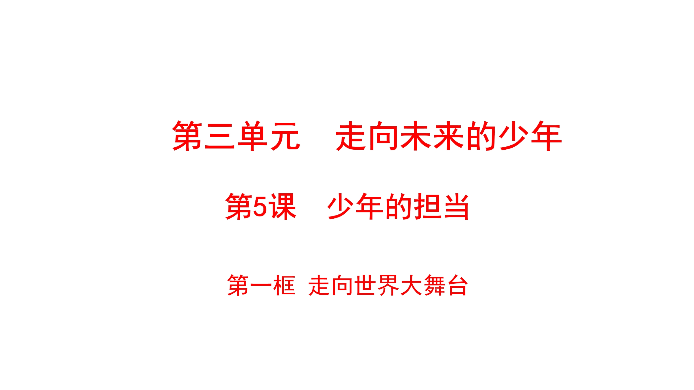 【★★★】9年级下册道德与法治部编版课件第3单元《5.1 走向世界大舞台》