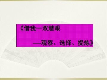 借我一双慧眼----观察、选择、提炼_课件1