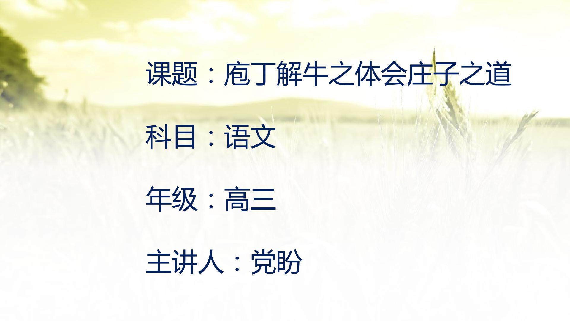 庖丁解牛之理解庄子之道