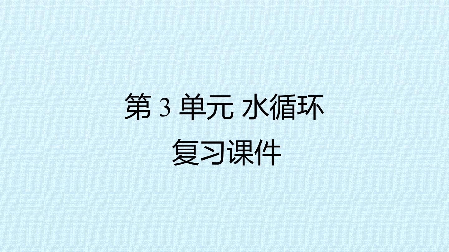 第3单元 水循环 复习课件