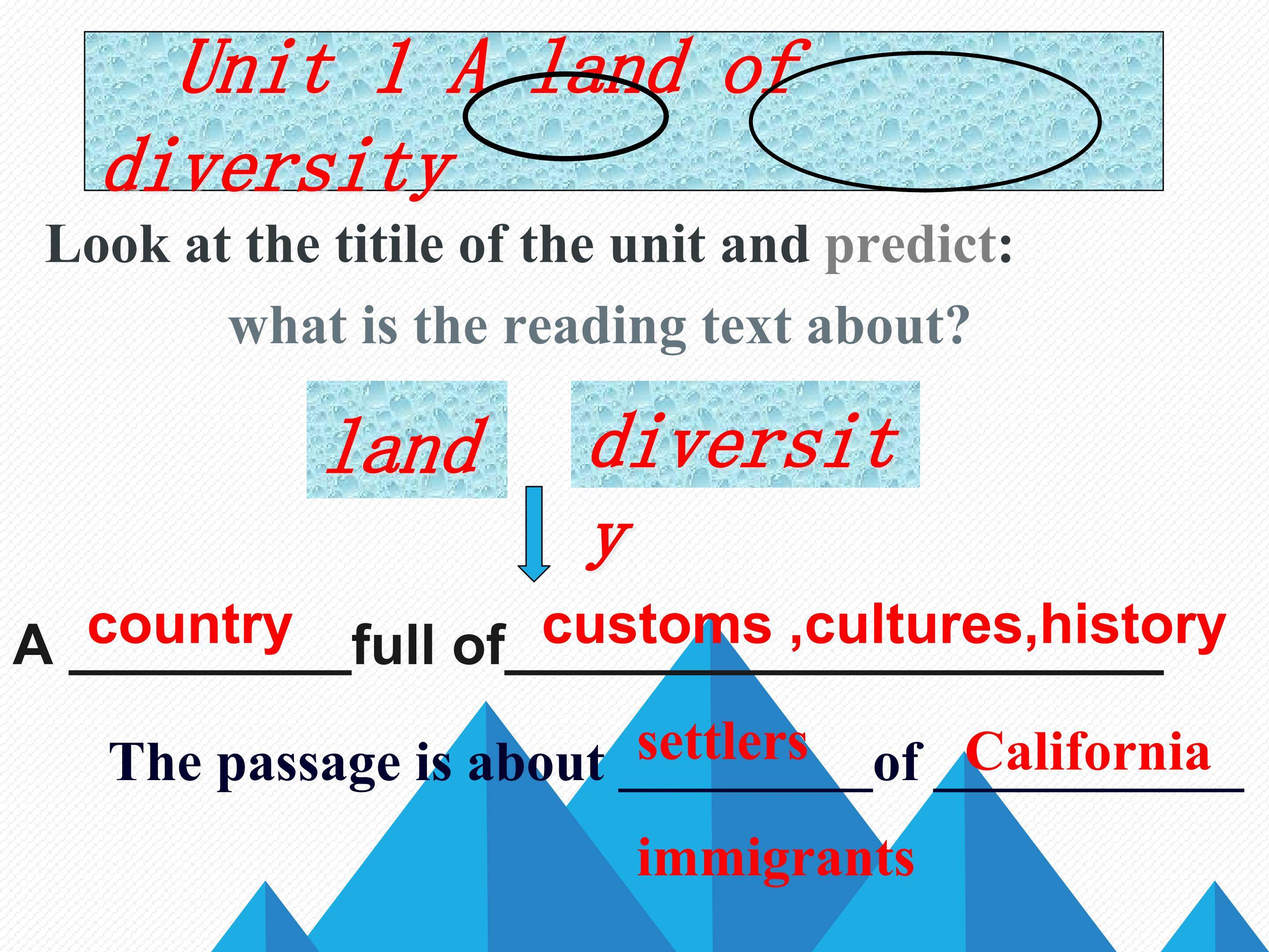 unit 1 A land of diversity