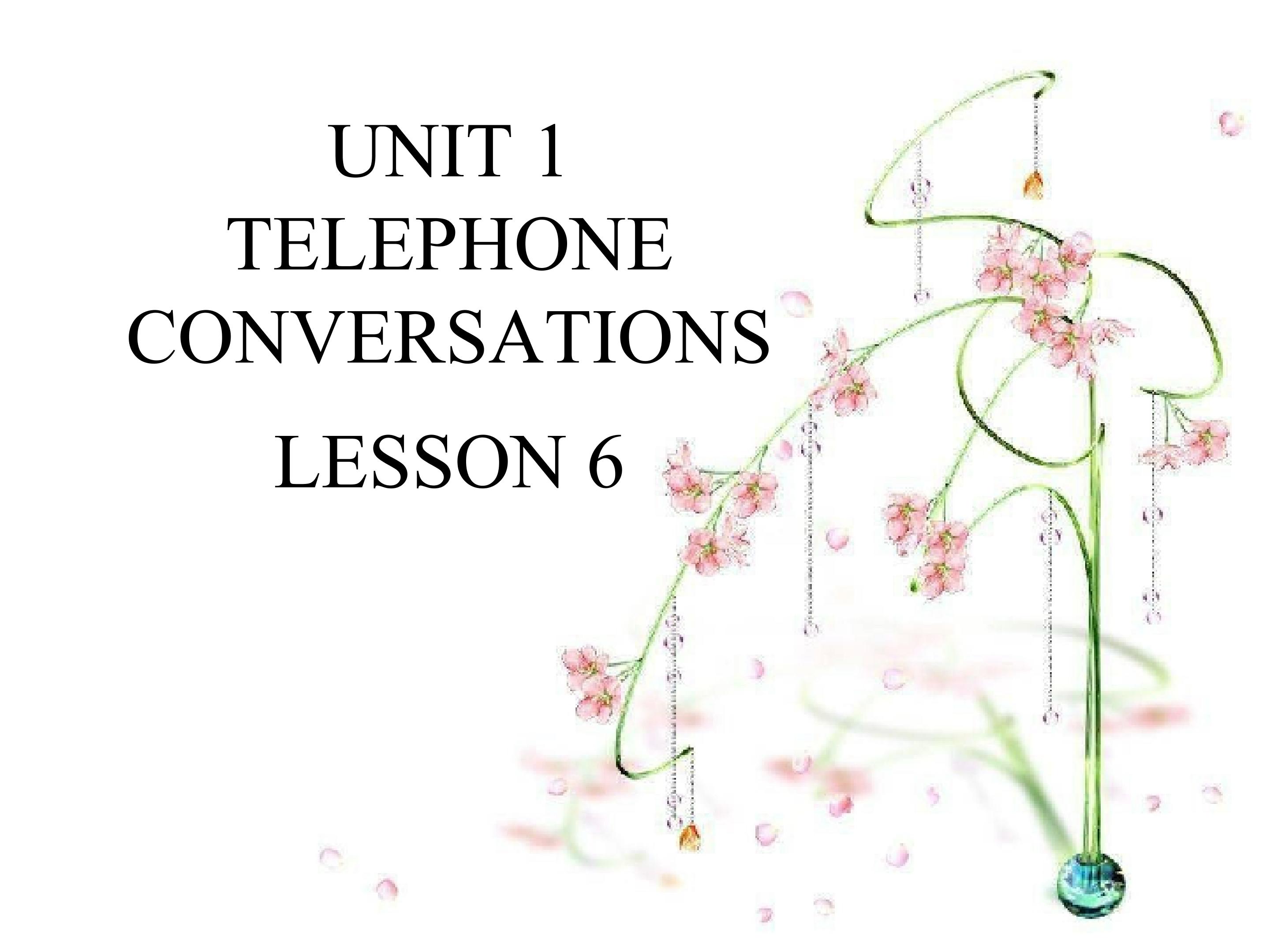 UNIT 1 TELEPHONE CONVERSATIONS LESSON 6