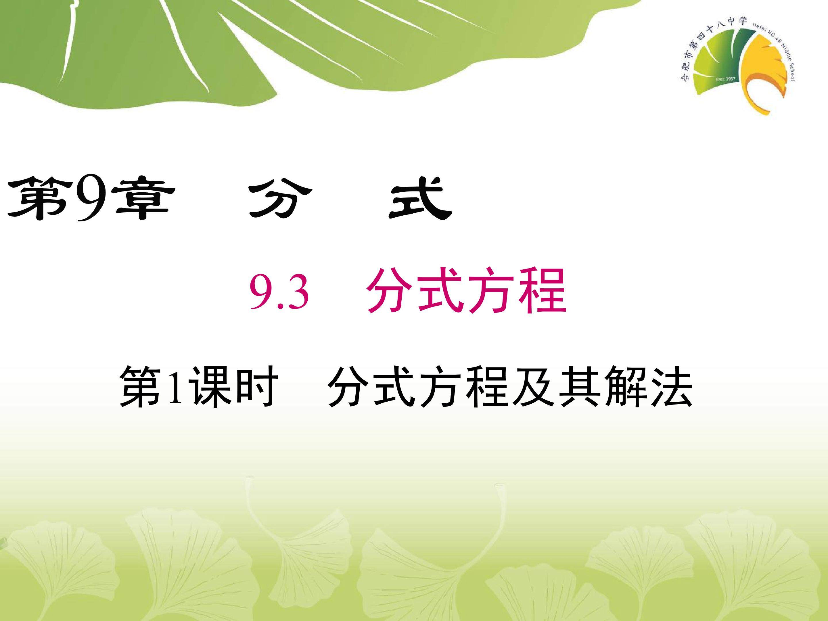 分式方程及其解法