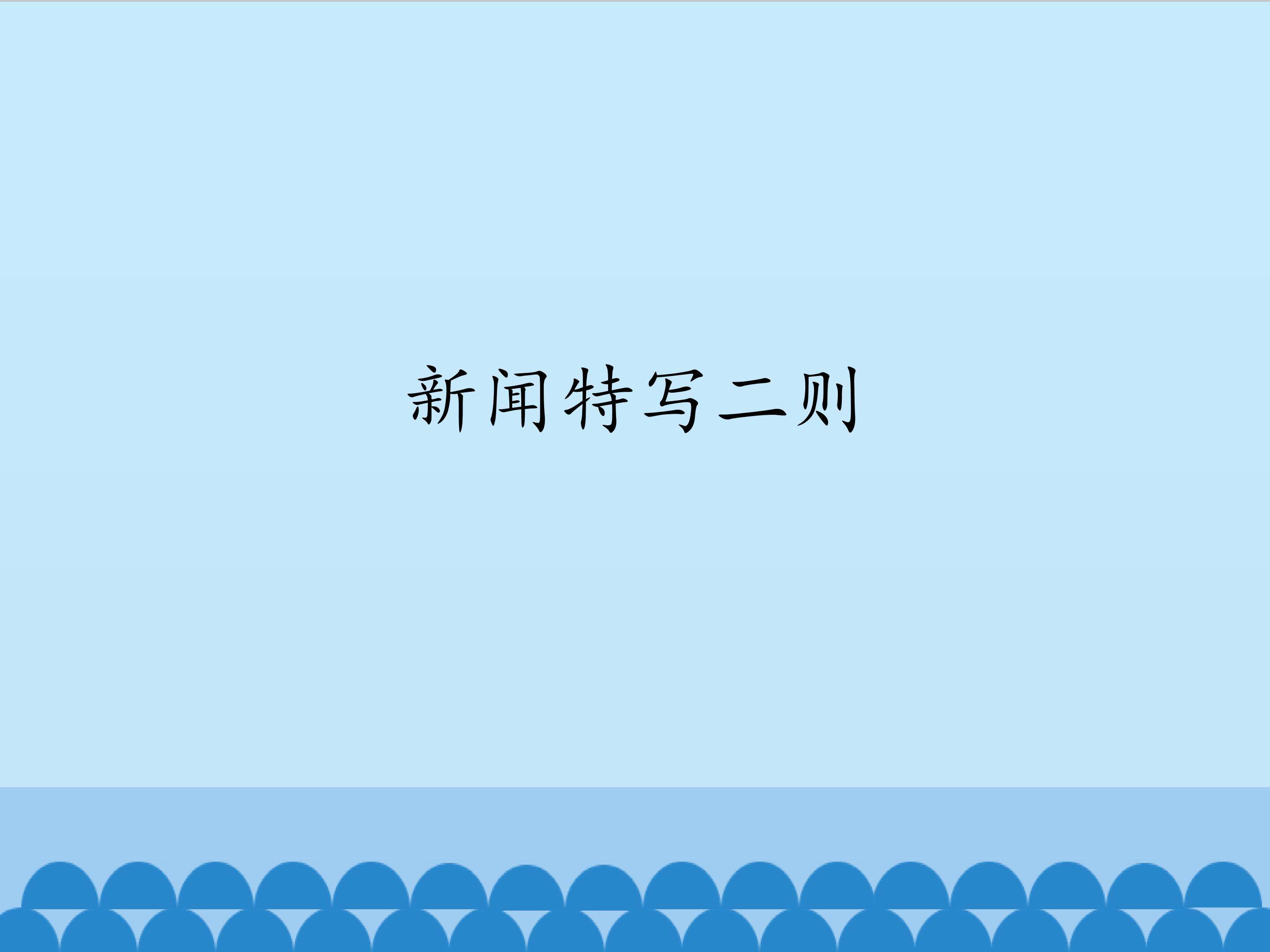 新闻特写二则