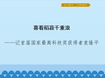 喜看稻菽千重浪——记首届国家最高科技获奖者袁隆平_课件1