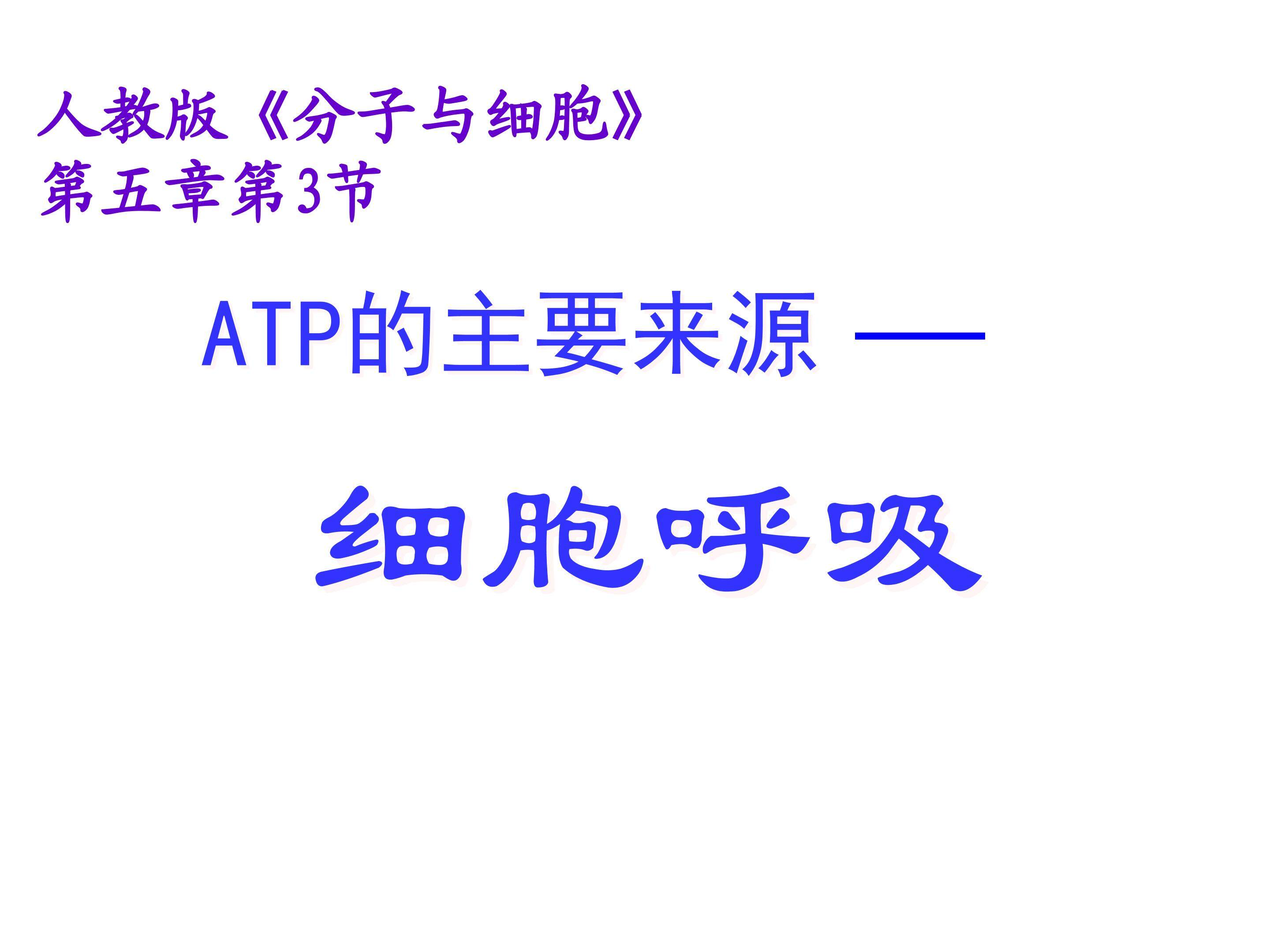 ATP的主要来源----细胞呼吸